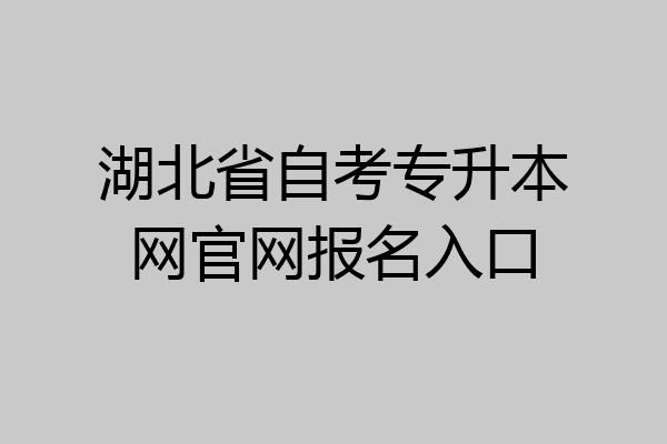 湖北省自考专升本网官网报名入口