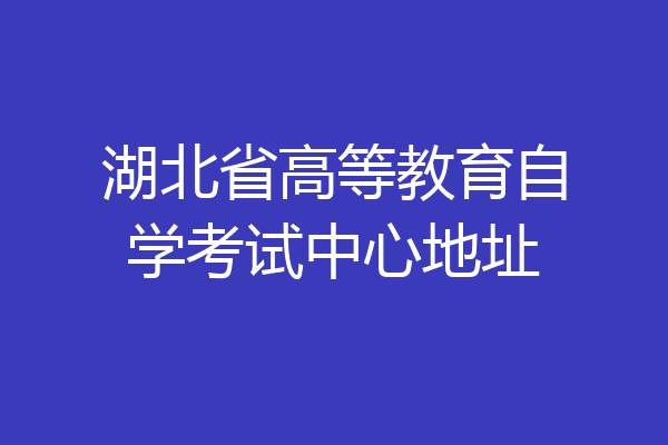 湖北省高等教育自学考试中心地址