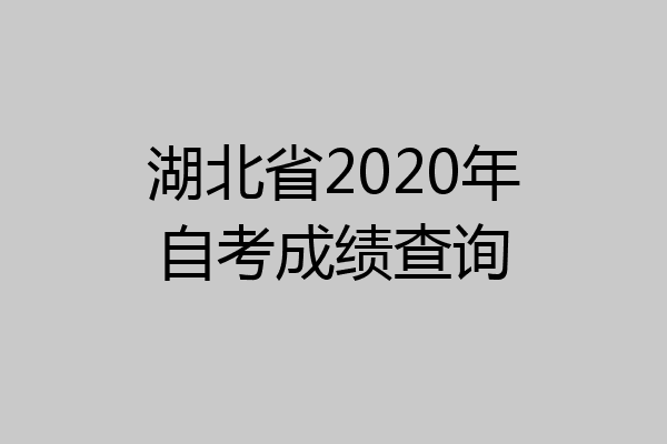湖北省2020年自考成绩查询