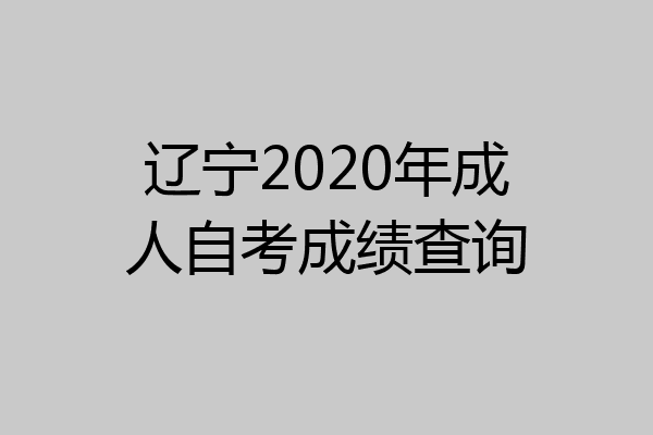辽宁2020年成人自考成绩查询