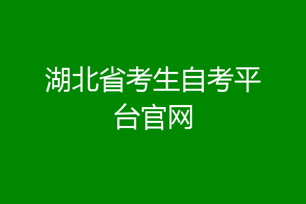 湖北省考生自考平台官网