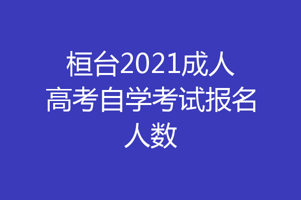 桓台2021成人高考自学考试报名人数