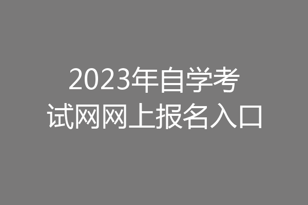 2023年自学考试网网上报名入口