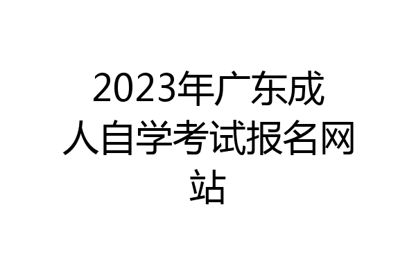 2023年广东成人自学考试报名网站