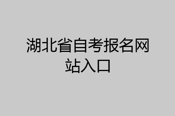 湖北省自考报名网站入口
