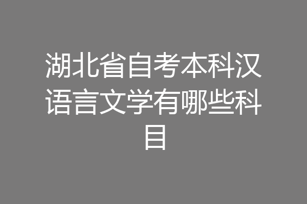 湖北省自考本科汉语言文学有哪些科目