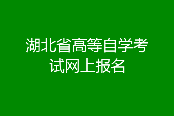 湖北省高等自学考试网上报名