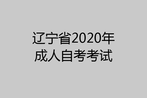 辽宁省2020年成人自考考试