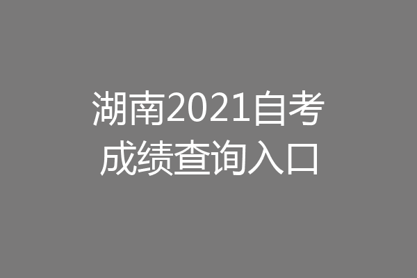 湖南2021自考成绩查询入口