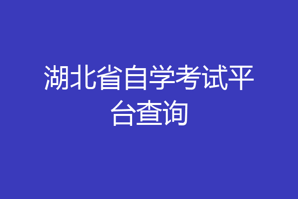 湖北省自学考试平台查询