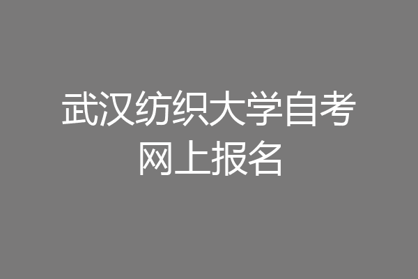 武汉纺织大学自考网上报名