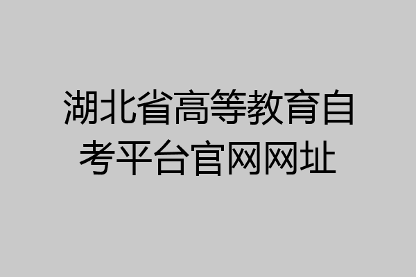 湖北省高等教育自考平台官网网址