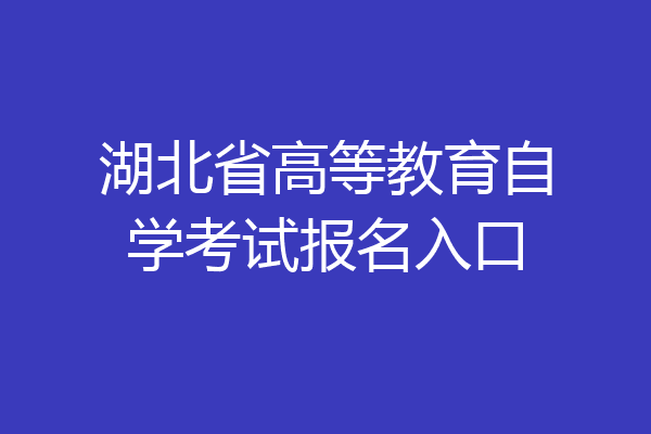 湖北省高等教育自学考试报名入口