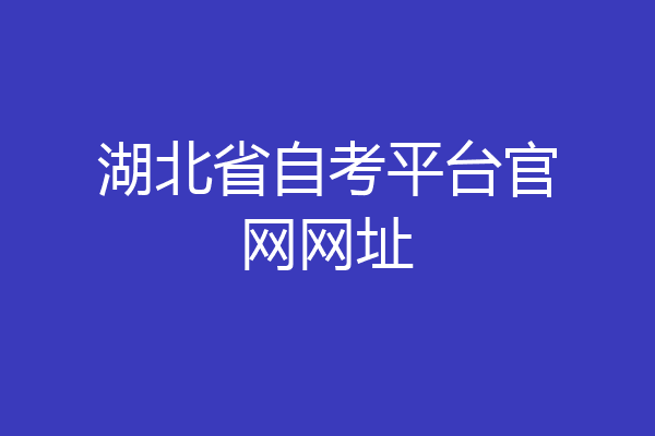 湖北省自考平台官网网址