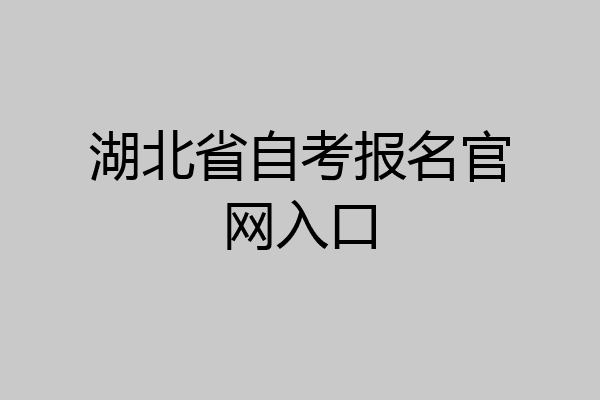 湖北省自考报名官网入口