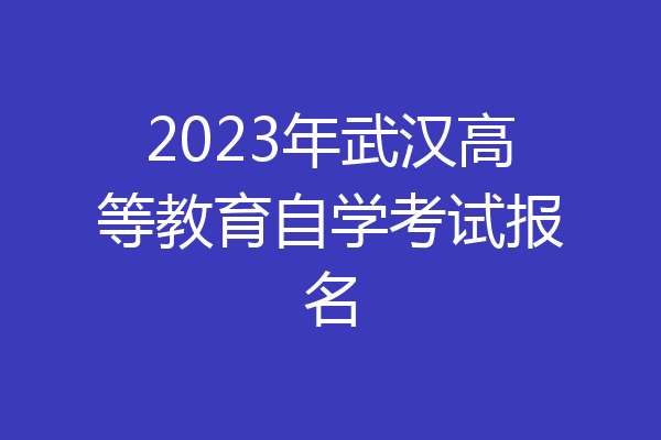 2023年武汉高等教育自学考试报名