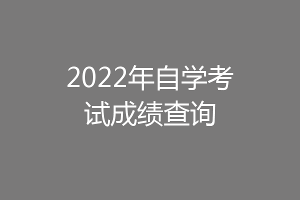 2022年自学考试成绩查询