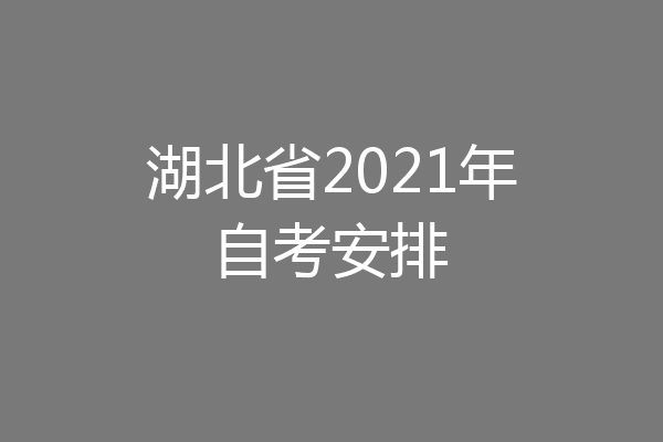 湖北省2021年自考安排