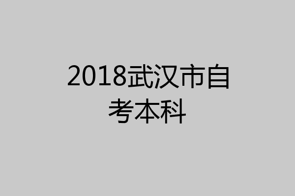 2018武汉市自考本科