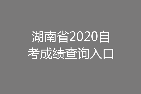 湖南省2020自考成绩查询入口