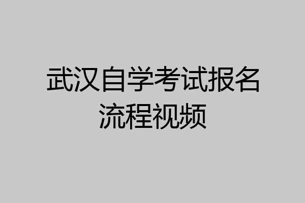 武汉自学考试报名流程视频