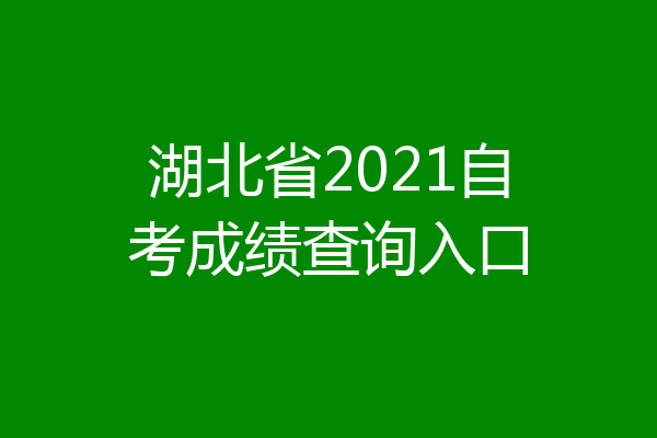 湖北省2021自考成绩查询入口