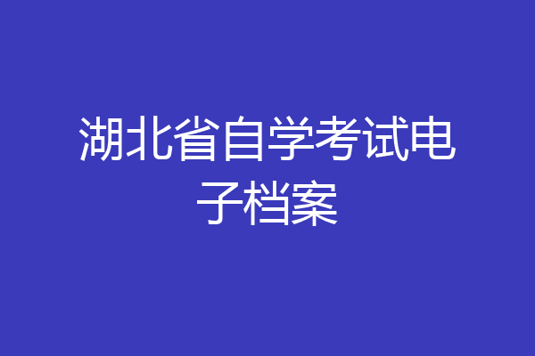 湖北省自学考试电子档案