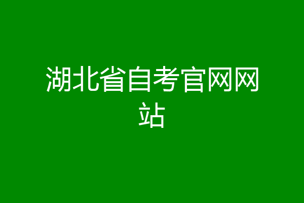 湖北省自考官网网站