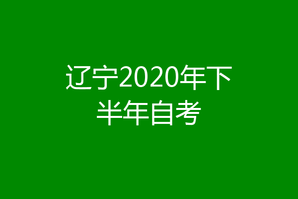 辽宁2020年下半年自考