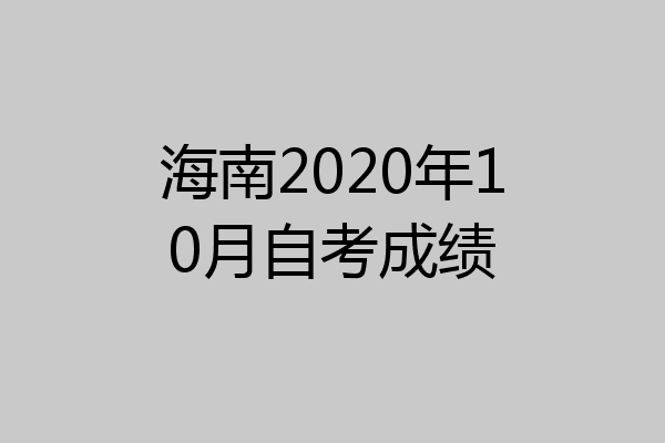 海南2020年10月自考成绩