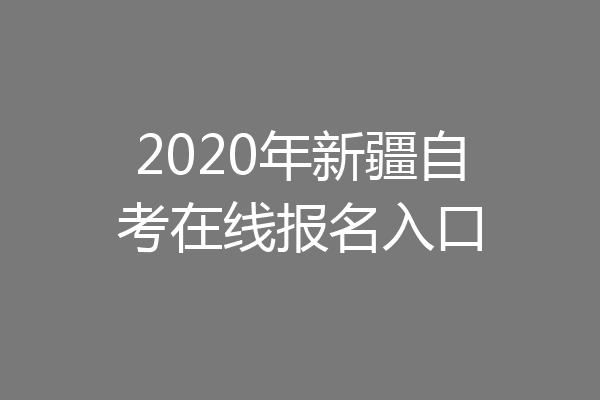 2020年新疆自考在线报名入口