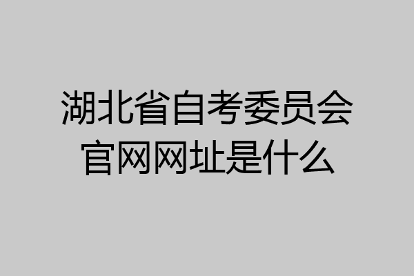 湖北省自考委员会官网网址是什么