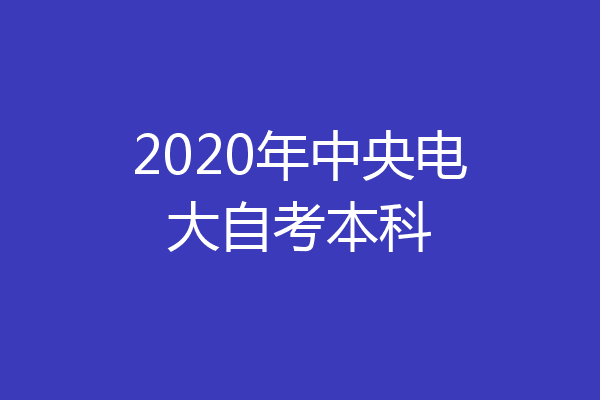 2020年中央电大自考本科