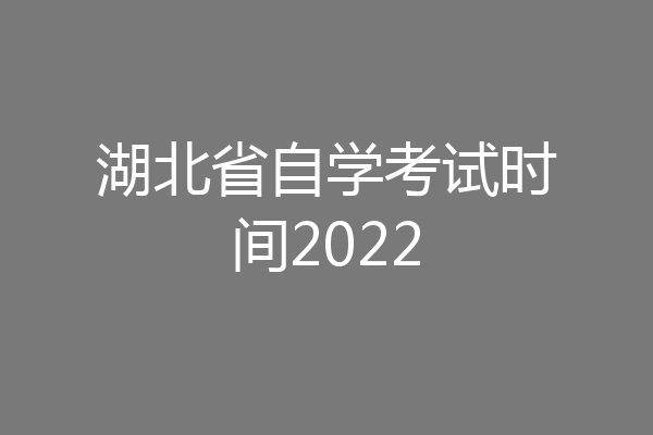 湖北省自学考试时间2022
