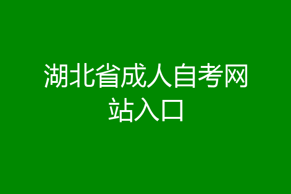湖北省成人自考网站入口