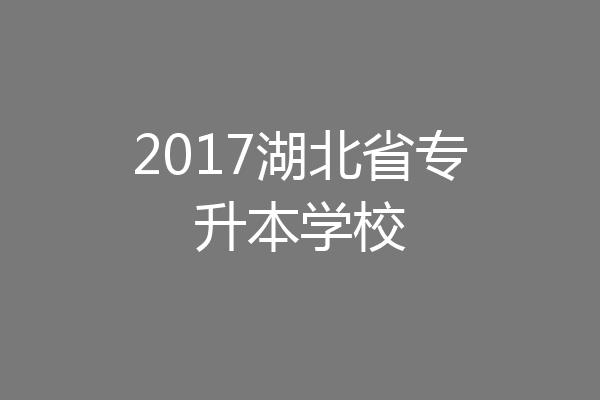 2017湖北省专升本学校