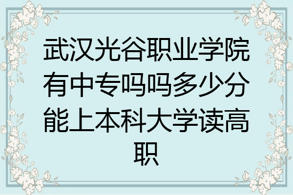 武漢光谷職業學院有中專嗎嗎多少分能上本科大學讀高職