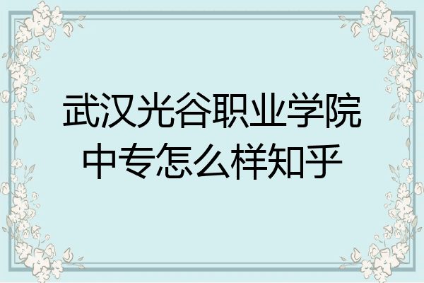 武漢光谷職業學院中專怎麼樣知乎