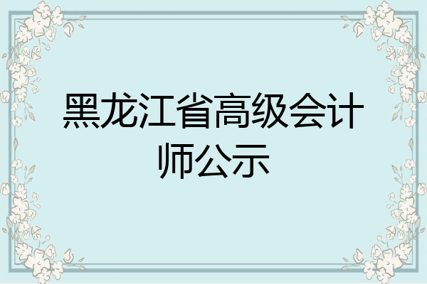 黑龙江省财政厅会计局没有两个人的资格证书编号