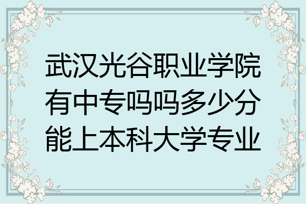 武漢光谷職業學院有中專嗎嗎多少分能上本科大學專業