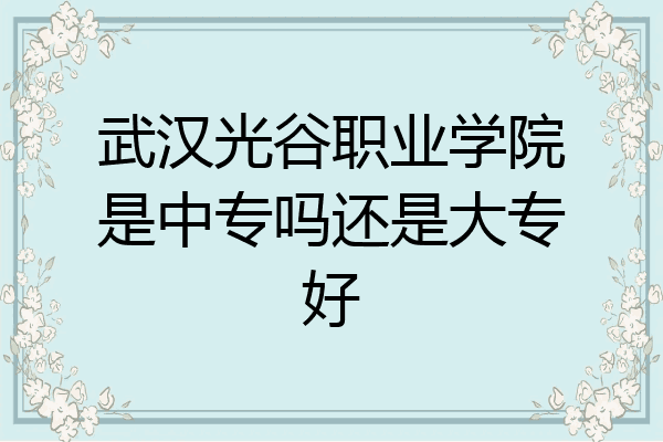 武漢光谷職業學院是中專嗎還是大專好