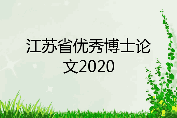 江苏省优秀博士论文2020