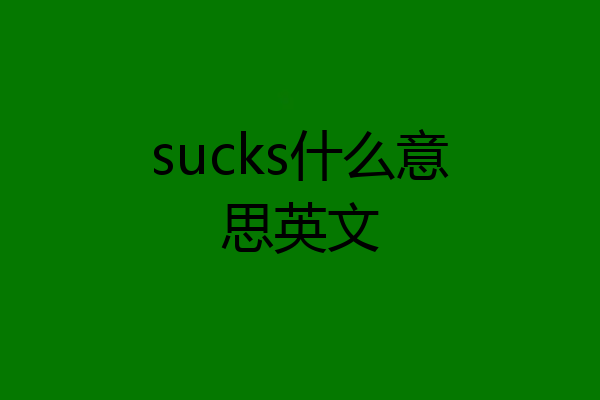 sucks什么意思英文