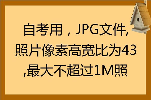 自考用jpg文件照片像素高宽比为43最大不超过1m照